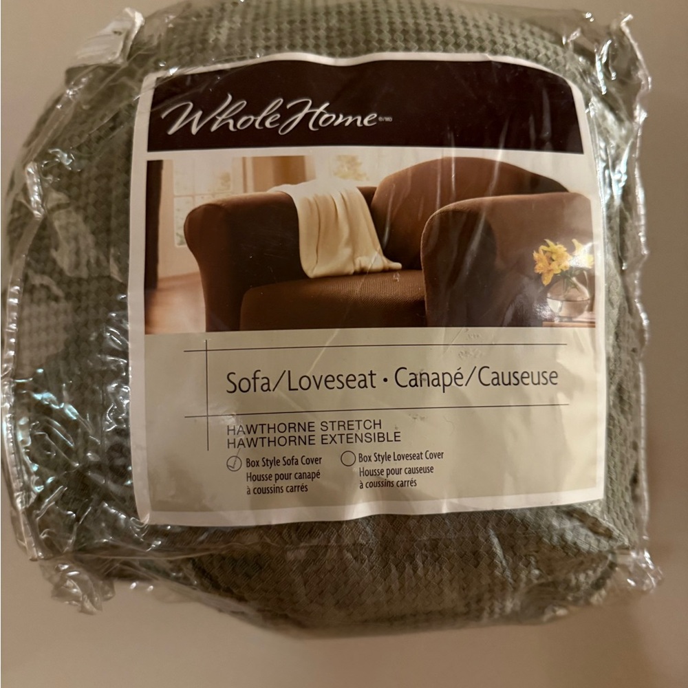 [NWT] Sears Whole Home Stretch Sofa/Loveseat Cover - Olive Green
